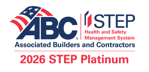 ABC STEP Platinum 2026 logo with American flag and safety management system text.